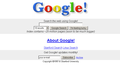 Old Google web interface