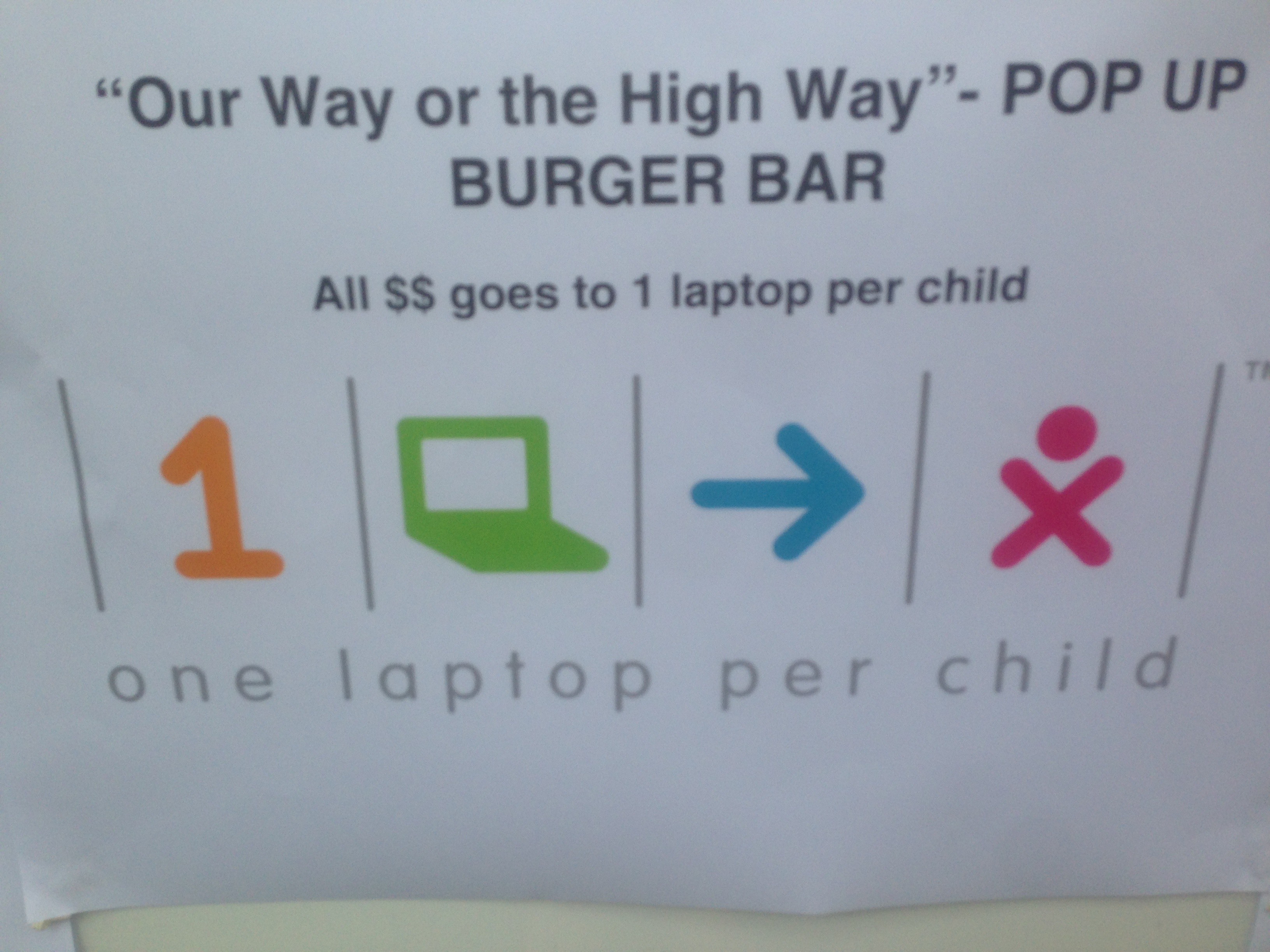 "Our way or the Highway" Charity pop-up burger bar