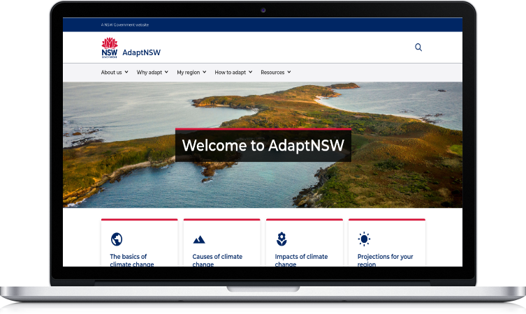 AdaptNSW website displayed in a laptop