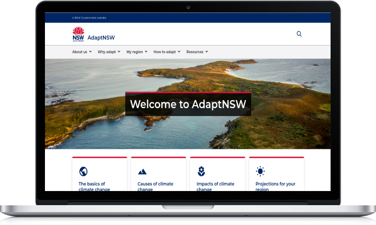 AdaptNSW website displayed in a laptop