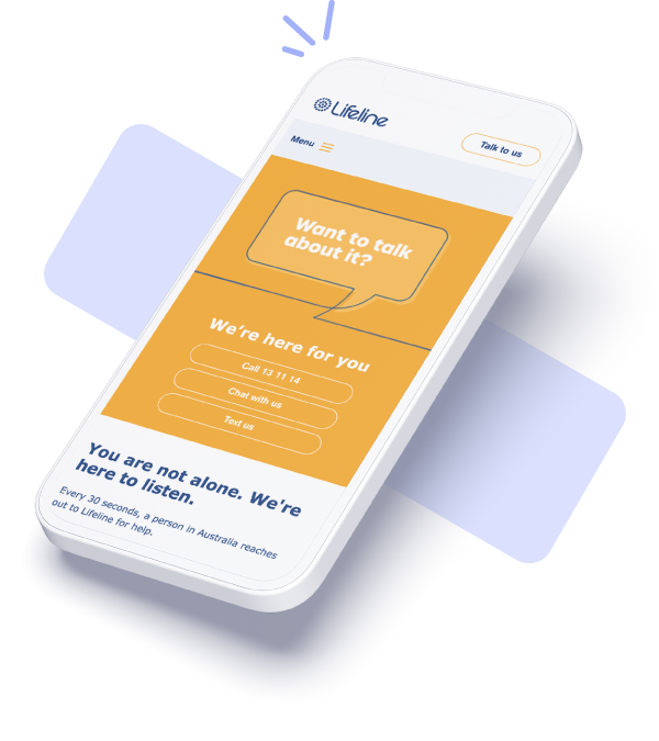 Lifeline Australia case study - Lifeline website displayed in a mobile device