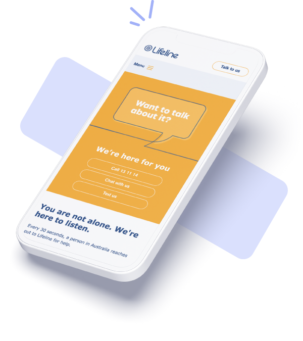 Lifeline Australia case study - Lifeline website displayed in a mobile device