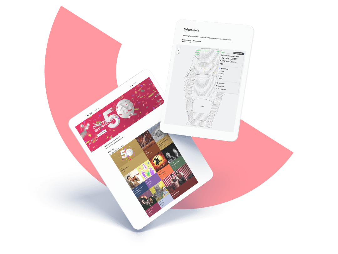 Two tablet devices showing the Sydney Opera House website