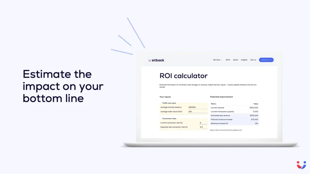 Website experimentation ROI calculator